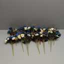 Hotop 12 Bunches of Artificial Flowers Centerpiece 13 Inches Silk Faux Roses Bouquets for Table Decoration Realistic Bouquet Arrangement Boho Faux Flowers for Wedding (Dark Blue)