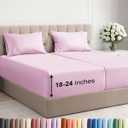 Extra Deep Pocket Split King Sheets - 5 Piece Breathable & Cooling Bed Sheets - Hotel Luxury Bed Sheet Set - Soft, Wrinkle Free & Comfy - Easily Fits Extra Deep Mattresses - Lavender Pink Sheets Set