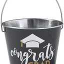 Fun Express Graduation Decorations 2026 Metal Pails Set of 12 - Graduation Party Favors for Guests with Congrats Grad Cap Design | Small Candy Boxes for Treats & Gift Giving | Senior Class Supplies