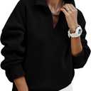 PRETTYGARDEN Womens Half Zip Oversized Sweatshirts Fleece Hoodies 2026 Trendy Long Sleeve Pullover Tops Y2k Spring Outfits (X-Large, Black)