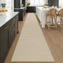 KOZYFLY Braided 2.5'x20' Runners Rugs for Hallway, Extra Long Washable Runner Rug, Woven Non Slip Kitchen Runner, Cotton Entryway Rug, Floor Carpet for Entry, Aisle, Hall, Ivory Beige