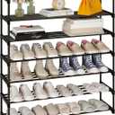 Calmootey 6-Tier Shoe Rack, Tall Large Capacity 30 Pairs Shoes Storage Organizer, Stackable Wide Shoe Shelf for Entryway, Hallway, Black
