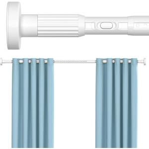 MEXAU White Tension Curtain Rods 41-146 In Extra Long Outdoor Patio Curtain Rods No Drilling Adjustable Heavy Duty Tension Rods for Windows Bathroom Living Room Curtains, Rod Diameter 1.26In