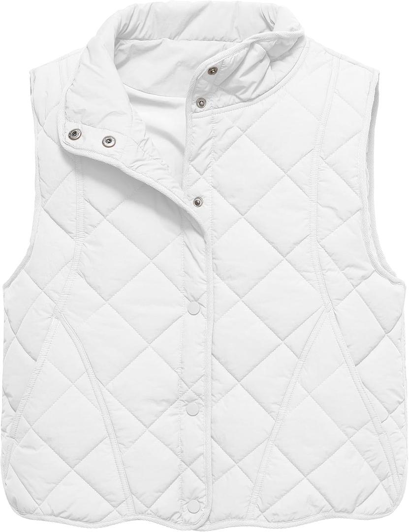 Gacaky Women's Puffer Vest Sleeveless Button Down Outerwear Warm Quilted Lightweight Down Winter Jackets Coats (S)