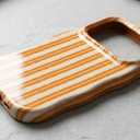ZIYE Wave Design for iPhone 16 Pro Case, Orange Vertical Striped Line Pattern for Women Girls Men, 2 in 1 Shockproof Bumper Scratch Resistant Protective Cover
