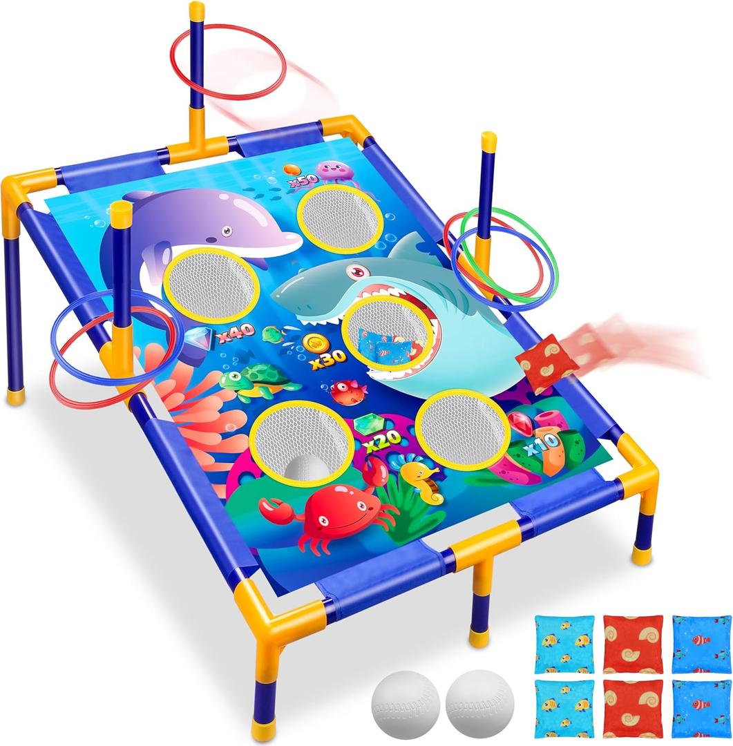 Animal Bean Bag Toss Game Toy Outdoor Toss Game, Family Party Party Supplies for Kids, Gift for Boys Birthday or Christmas for Toddlers Ages 3 4 5 6 Year Old (3-in-1)