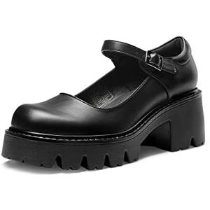 DREAM PAIRS Women's Mary Janes Shoes Platform Dress Low Heel Chunky Pumps Round Toe Ankle Strap Pumps Shoes Oxfords Esther 7,5