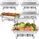 5 Pack 8 QT Chafing Dish for Buffet, Stainless Steel Chafing Dish Buffet Sets, Stackable Design Food Warmers for Parties, Weddings, Home, Christmas Buffets