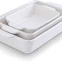 KOOV Bakeware Set, Ceramic Baking Dish Set, Rectangular Casserole Dish Set, lasagna Pan, Baking Pans Set for Cooking, Cake Dinner, Kitchen, 9 x 13 Inches, 3-Piece (Set of 3, White)