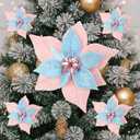 2 x Giegxin 6 Pcs Candy Christmas Tree Poinsettia Flower 7.87 Inch Pastel Christmas Artificial Poinsettia Ornaments Macarons Xmas Tree Floral Decoration Flowers for Party DIY Holiday Wreath Decor