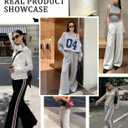 Susclude Womens Wide Leg Sweatpants Baggy Cotton Stretch Track Pants Lightweight Striped Casual Lounge Flatters Legs Pants (Large, Beige)