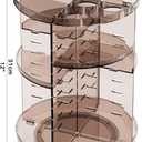 Rotating Makeup Organizer Countertop, DIY Adjustable Trays Spinning Skincare Organizers, Cosmetic Display Shelf with Perfume & Brush Holder, Multi-Function Desk Storage Carousel for Vanity Bathroom