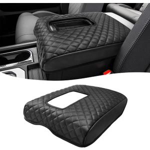 KBH Center Console Armrest Cover for Toyota Tundra 2014-2021, Vinyl Leather Trim, Arm Rest Cushion Pad, Anti-Scratch, Black