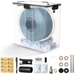 3D Printer Filament Storage Box, Dual-Outlet Airtight Dry Box with Ball-Bearing Spool Holder for Continuous Printing, Moisture-Proof Dispenser Compatible with 1.75mm 2.85mm PA Nylon TPU ABS PLA PETG