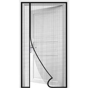 Side Opening Magnetic Screen Door, Fit Door Size 32 x 80 Inch, Reversible Left and Right Removable Screen Door Mesh with Strong Magnet, Actual Mesh Size 34" x 81", Grey (Gray)