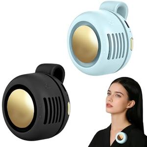 Uaunega Portable Fan,2-in-1 Waist Clip On Bladeless, Ultra-Quiet Mini Personal Neck Fan 3 Speeds with 360°Adjustable Clip USB Rechargeable for Hiking,Office & Outdoor