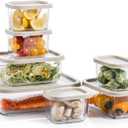 KEMETHY 6 Pack Glass Food Storage Containers with Lids,Stackable BPA Free Glass Meal Prep Containers,Glass Lunch Containers with Lids for Kitchen Storage and Organization- Baking, Microwave, Oven