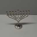 Sziqiqi Hanukkah Menorah 9 Branch: Silver Traditional Menorah with Star of David - Small Chanukah Candle Holder Zinc Alloy 7.48 Tall for Holiday Travel Window Office