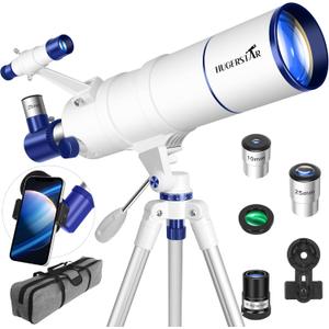 Telescope for Adults High Powered, 90mm Aperture 550mm Portable Refractor Telescope for Kids & Astronomy Beginners, Professional Telescopes with Tripod, Phone Adapter, Moon Filter, Carry Bag