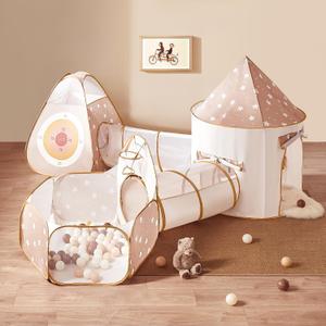 Tiny Land Play Tunnel and Ball Pit for Toddlers, 5pcs Indoor Playground - Foldable Pop Up Tents with Carry Bag, Outdoor Playhouse with Crawling Toys & Play Tent, Gift for Boys and Girls, Larger