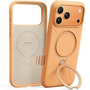 TORRAS Q3 Silicone for iPhone 17 Pro Max Case Stand, Fit for MagSafe, Liquid Silicone Soft Cozy Grip, 360 Spin Magnetic Stand, Camera Control, Protective Case for iPhone 17 Pro Max, 
Pastel Orange