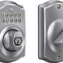 Schlage Camelot Electronic Keypad Deadbolt Lock, Keyless Front Door Entry, Mechanical Key Backup Included, Satin Chrome, BE365 CAM 626