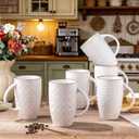 AmorArc Large Coffee Mugs Set of 6, 20oz Ceramic Tall Coffee Mugs Set with Textured Patterns for Coffee/Tea/Beer/Hot Cocoa, Dishwasher & Microwave Safe-Off White