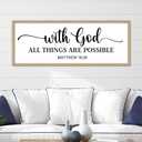 YWMZYKJGS With God All Things Are Possible Sign Wall Decor 40"×15" Matthew 19:26 Bible Verse Jesus Religious Christian Scripture Prayer Large Wooden Framed Wall Hanging Art (Wood)