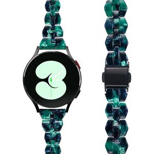BAIHUIAM Resin Bands Compatible with Galaxy Watch 7/6/5/4/FE Band 40mm 44mm Women, Slim 20mm Band for Galaxy Watch 6/4 Classic 43mm 47mm 42mm 46mm, Green