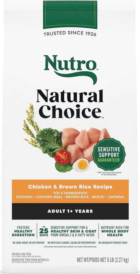 Nutro Natural Choice Adult Dry Dog Food, Chicken & Brown Rice Recipe, 5 lb. Bag (5 Pound (Pack of 1))