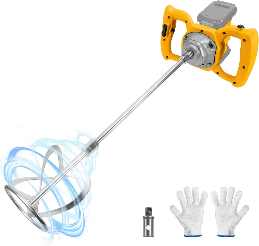 Cordless Cement Mixer, for Dewalt 20V Battery, 1200W Handheld Electric Concrete Mixer, 6 Adjustable Speed Mud Mixer for Fodder,Paint,Glue,Meat,Putty,Cement