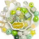 100g Large Assorted Acrylic Beads for Crafts, 20mm Yellow AB Color Butterfly Flower Heart Star Square Round Shape Loose Beads, Acrylic Beads for Keychain Makin Phone Charms DIY Crafts