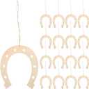 BESPORTBLE 24pcs Unfinished Horseshoe Wood Cutouts, DIY Graffiti Wooden Slices, Smooth Edges, 6.69 x 5.90 Inch, Khaki, for Crafts and Decorations