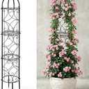 73" Garden Obelisk Trellis for Climbing Plants Outdoor with Bird Finial, 6.2 FT Plant Support for Tomato, Rose, Grape, Pea, Cucumber, Vines, Rustproof Coated Metal Flower Tower for Potted Plants