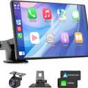 Wireless Carplay and Android Auto Screen for Car, 7" HD Portable Touch Screen Car Stereo with Bluetooth, Backup Camera, Navigation, Mirror Link for All Vehicles