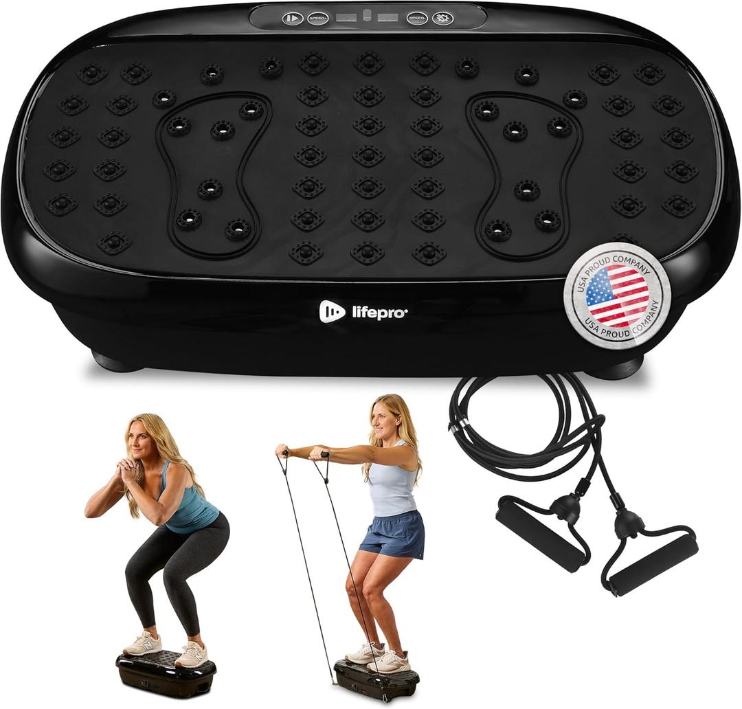 Lifepro HexaPlate Lite Vibration Plate Exercise Machine with Magnetic Acupoints - Full Body Vibration Platform for Beginners and Recovery - Lymphatic Drainage Massager for Muscle Toning and Fitness (Black)