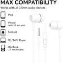 2 x Wired Earbuds with Microphone, 2 Pack (Black & White), in-Ear Lightweight Stereo Headphones with 3.5mm Jack, Noise-Isolating Earphones for Smartphones, Tablets, Laptops, MP3 Players