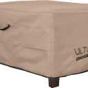 ULTCOVER Waterproof Patio Ottoman Cover Rectangular Outdoor Side Table Furniture Covers Size 32L x 25W x 18H inch (Brown)