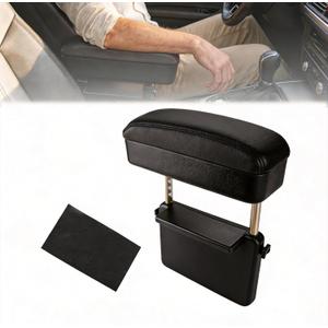 Flecto Car Armrest Storage Box, Adjustable Height Car Seat Gap Filler Organizer and Elbow Rest Support, Compatible with Most Car Models, Console Extension for Driver Fatigue Relief, Black