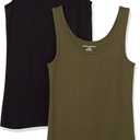Amazon Essentials Women's Slim-Fit Ribbed Scoop Neck Tank Tops, Large