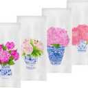 Chinoiserie Vase Dish Towels Set - Chinoiserie Waffle Weave Kitchen Towels, Chinoiserie Tea Towels Hand Towels for Bathroom, Blue and White Decor for Kitchen Bathroom (16x24 Inches Set of 4)