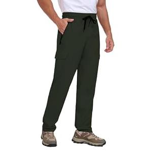 TOIUUI Active Workout Pants Athletic Sweatpants with Zipper Pocket Quick Dry Stretch Elastic Waist Joggers Hunting Track Pant for Running Army Green L