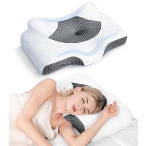 Osteo Cervical Pillow for Neck Pain Relief, Hollow Design Odorless Memory Foam Pillows with Cooling Case, Adjustable Orthopedic Bed Pillow for Sleeping, Support for Side Back Sleepers