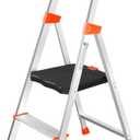 Valeo 2 Step Ladder with XL Platform, 2 Step Aluminum Lightweight Folding Ladder, 330 lbs Weight Rating, Folding Step Stool with Large Anti-Slip Feet, No Assembly Required