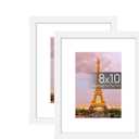 upsimples 8x10 Picture Frame Set of 2,  Made of High Definition Glass for 8 x 10, Wall and Tabletop Display Thin Border Photo Frames for Home Decor, White