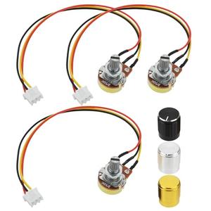 2 x The Lord of the Tools 6pcs B50K Ohm Single Linear Potentiometer XH2.54-3 PIN Connection Wire and Triple Color Knob Cap for WH148 Type Variable Potentiometer Capacitor Resistor