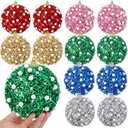Riceshoot 12 Pcs 6 Inch Large Christmas Balls Ornaments for Tree with Peal Sparkle Sequin Big Glitter Christmas Tree Decor Xmas Shatterproof Hanging Balls for Xmas Holiday Party Supplies (Colorful)