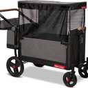 Radio Flyer Atlas Stroll 'N Wagon, Atlas Gray, for Ages 1+, 3-in-1 Push or Pull Versatility, One-Hand Fold, UV Canopy, 5-Point Harnesses, Storage Capabilities, Rubber Wheels, Stroller Wagon for Kids