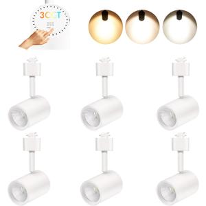 CLOUDY BAY LED Track Lighting Heads,3000K/4000K/5000K Selectable, Dimmable 8W,CRI90+ True Color Rendering Adjustable Tilt Angle Track Light, White, Halo Type, Pack of 6