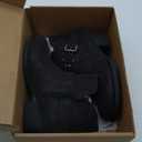 Luoika Women's Wide Width Ankle Boots - Black Brown Short Boots Block Low Heel Side Zipper Booties. (9.5 X-Wide)